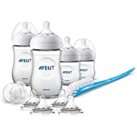 Philips Avent SCD301-02 - Set de recién nacido gama natural- 4 biberones- 4 Tetinas- chupete y escobilla- transparente